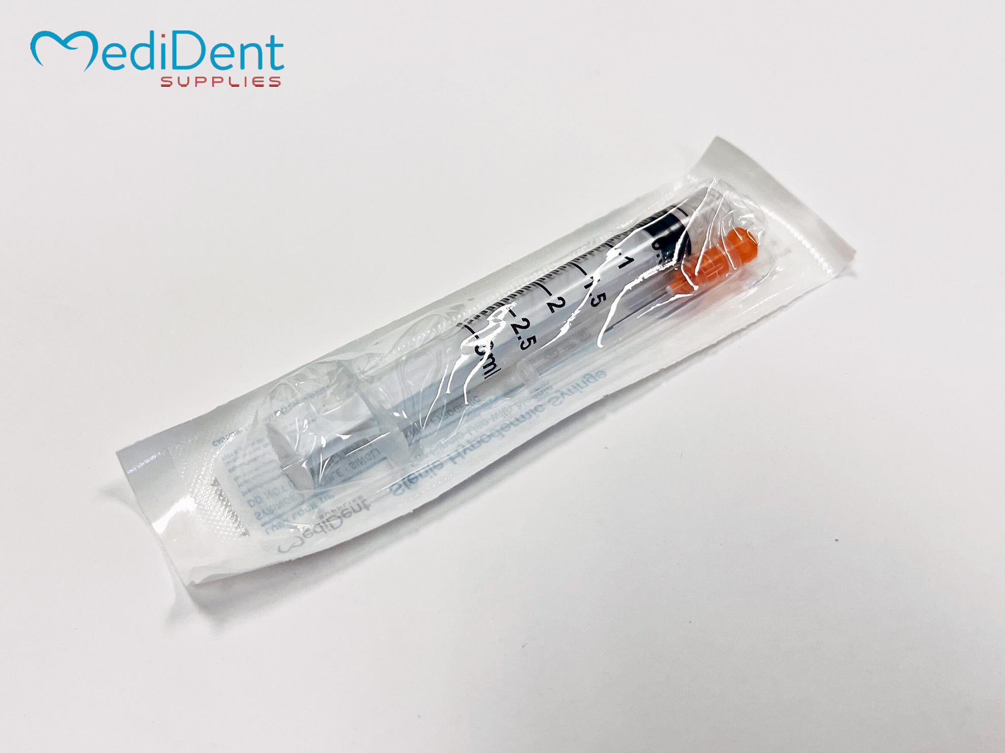 3mL Syringes with 25GA 5/8 Inch Needles – Luer Lock Tip – MediDent